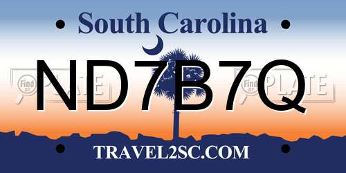 ND7B7Q South Carolina License Plate