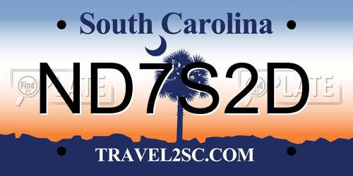 ND7S2D South Carolina License Plate