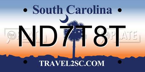 ND7T8T South Carolina License Plate