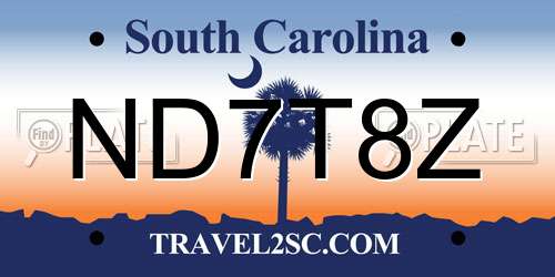 ND7T8Z South Carolina License Plate