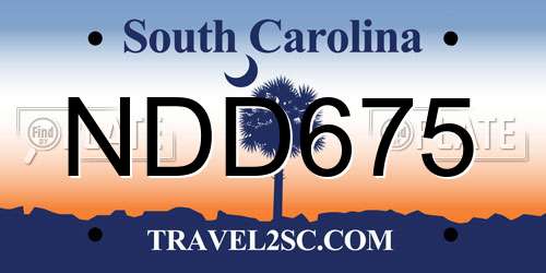 NDD675 South Carolina License Plate