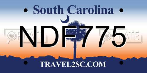NDF775 South Carolina License Plate