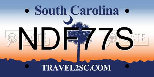 NDF77S South Carolina License Plate
