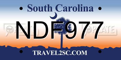 NDF977 South Carolina License Plate