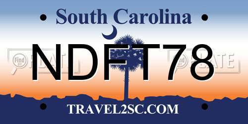 NDFT78 South Carolina License Plate