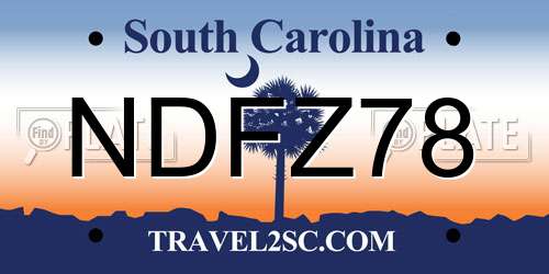 NDFZ78 South Carolina License Plate