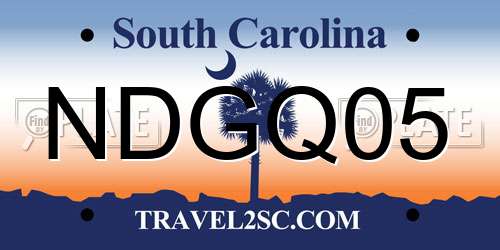 NDGQ05 South Carolina License Plate