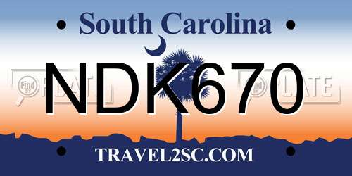 NDK670 South Carolina License Plate