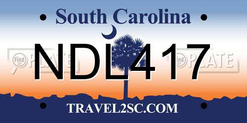 NDL417 South Carolina License Plate