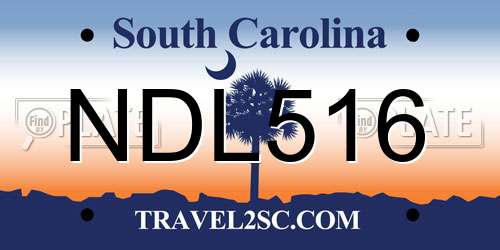 NDL516 South Carolina License Plate