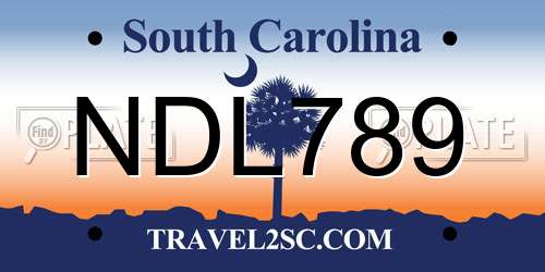NDL789 South Carolina License Plate