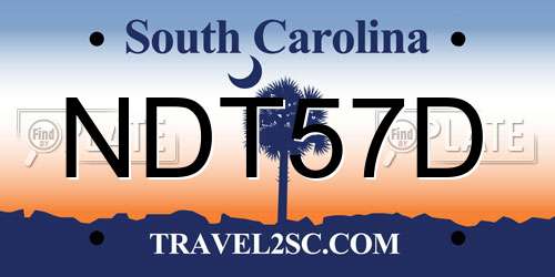 NDT57D South Carolina License Plate