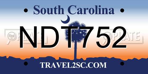 NDT752 South Carolina License Plate