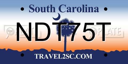 NDT75T South Carolina License Plate