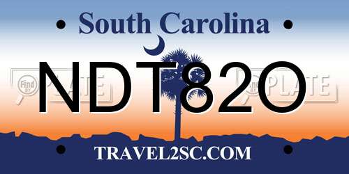 NDT82O South Carolina License Plate