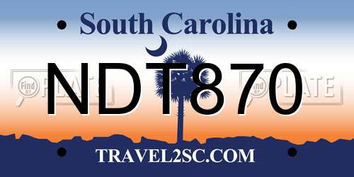 NDT870 South Carolina License Plate