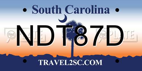 NDT87D South Carolina License Plate
