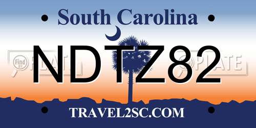 NDTZ82 South Carolina License Plate