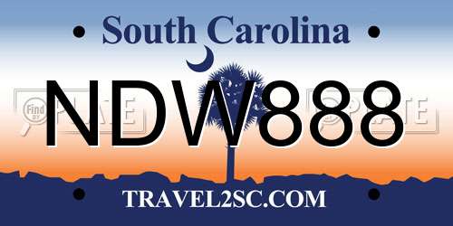 NDW888 South Carolina License Plate
