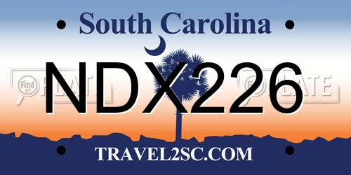 NDX226 South Carolina License Plate
