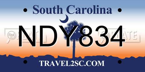 NDY834 South Carolina License Plate