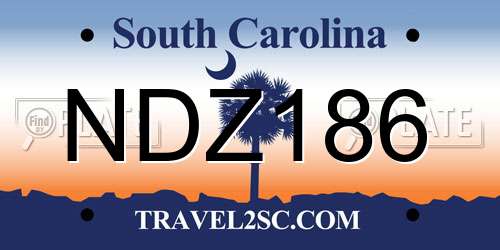 NDZ186 South Carolina License Plate