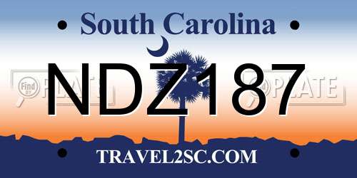 NDZ187 South Carolina License Plate