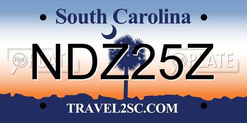 NDZ25Z South Carolina License Plate