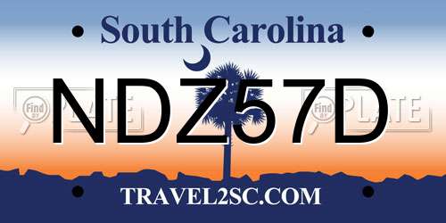 NDZ57D South Carolina License Plate