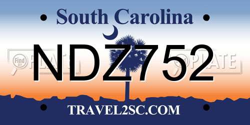 NDZ752 South Carolina License Plate