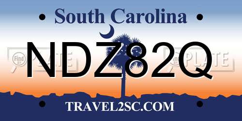 NDZ82Q South Carolina License Plate