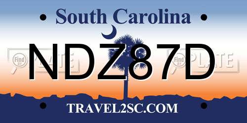 NDZ87D South Carolina License Plate