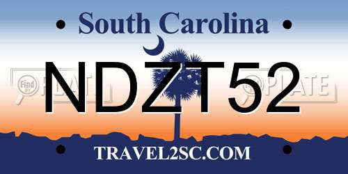 NDZT52 South Carolina License Plate