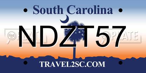 NDZT57 South Carolina License Plate