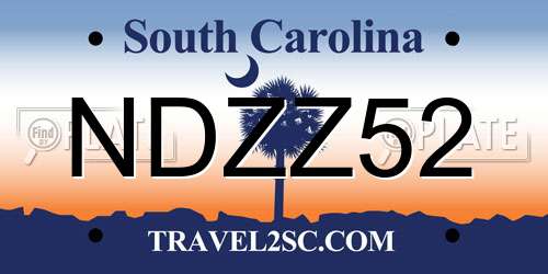 NDZZ52 South Carolina License Plate