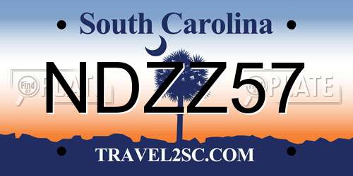 NDZZ57 South Carolina License Plate