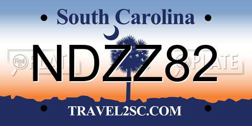 NDZZ82 South Carolina License Plate