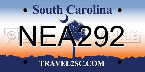 NEA292 South Carolina License Plate