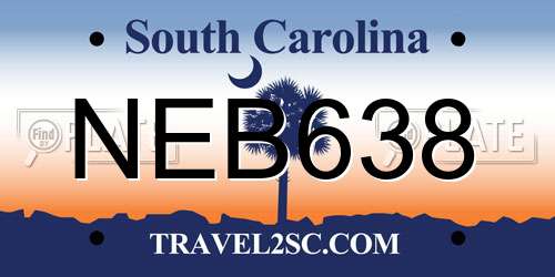 NEB638 South Carolina License Plate