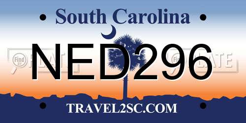 NED296 South Carolina License Plate