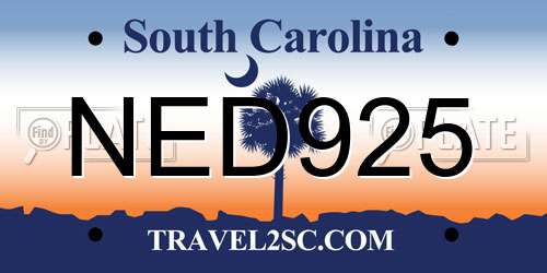 NED925 South Carolina License Plate