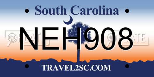 NEH908 South Carolina License Plate