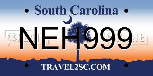 NEH999 South Carolina License Plate