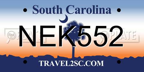 NEK552 South Carolina License Plate