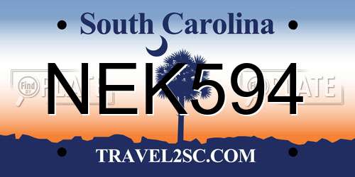 NEK594 South Carolina License Plate