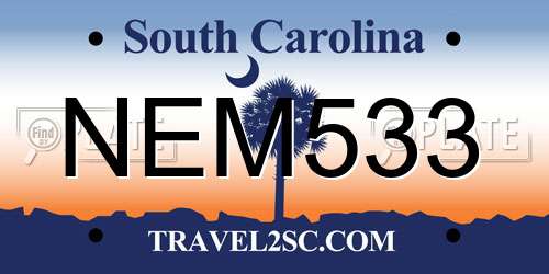 NEM533 South Carolina License Plate