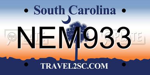 NEM933 South Carolina License Plate