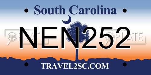 NEN252 South Carolina License Plate