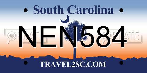NEN584 South Carolina License Plate