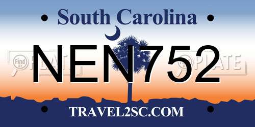 NEN752 South Carolina License Plate